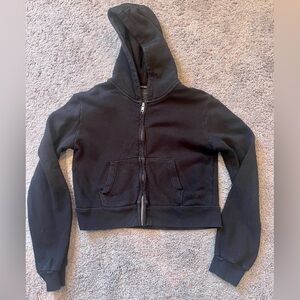 Brandy Melville black full zip cropped hoodie (one size)